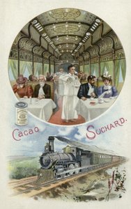 Suchard kakaót iszik egy vonat étkezőkocsijában alkotó: European School
