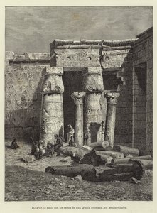 Egyiptom - Udvar egy keresztény templom maradványaival Medinet Habuban alkotó: European School