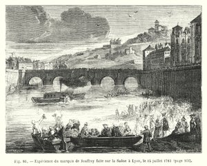 De Jouffroy márki tapasztalata a Saone-n Lyonban, 1783. július 15-én (metszet) alkotó: European School