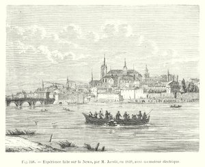 Tapasztalat a Newán, M Jacobi, 1839-ben, villanymotorral (metszet) alkotó: European School