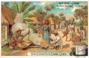 Fülöp-szigeteki kovácsműhely egy faluban (chromolitho) alkotó: European School