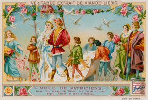 Viráglányok, a menyasszony és a vőlegény és lapjaik, a díszvendégek alkotó: European School