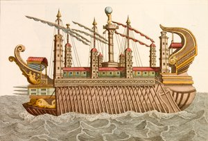 Caligula római császár óriási uszálya (színes metszet) alkotó: European School