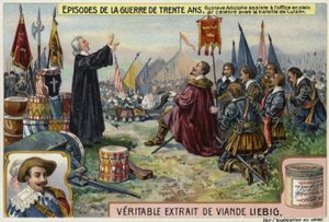 A svéd Gustavus Adolphus szabadtéri istentiszteleten vesz részt az 1632-es németországi lutzeni csata előtt alkotó: European School