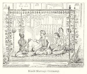 Hindu házasságkötési szertartás (metszet) alkotó: European School