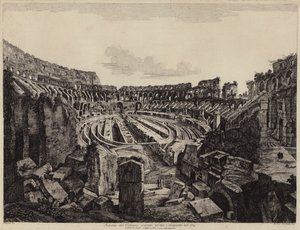 Az 1813-ban feltárt és 1814-ben megnyitott római Colosseum belseje (metszet) alkotó: European School