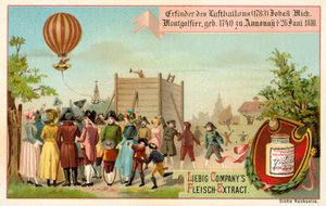 A hőlégballon feltalálása a Montgolfier testvérek által, Franciaország alkotó: European School