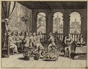 József lakomát ad testvéreinek Egyiptomban (metszet) alkotó: European School
