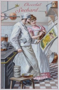 Konyhai jelenet, Suchard kakaó (chromolitho) reklámja alkotó: European School