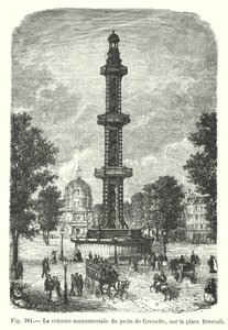 A Grenelle kút monumentális oszlopa a Breteuil téren (metszet) alkotó: European School