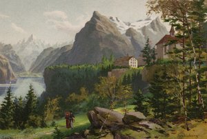 Luzerni-tó: Seelisberg (színes litográfia) alkotó: European School