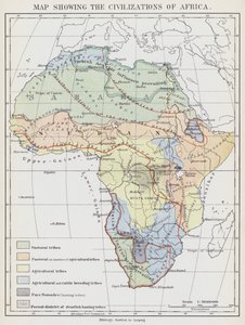 Afrika civilizációit bemutató térkép (színes litográfia) alkotó: European School