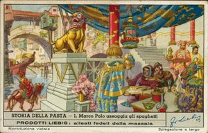 Marco Polo spagettit kóstol Kínában (chromolitho) alkotó: European School
