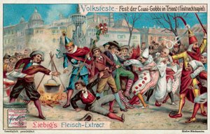 Mardi Gras ünnepségek Trentóban, Olaszországban (chromolitho) alkotó: European School