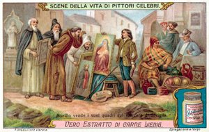 Murillo eladja festményeit a sevillai piacon (chromolitho) alkotó: European School