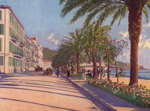 Nizza, Promenade du Midi kelet felé (színes litográfia) alkotó: European School