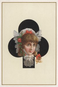 Lány portréja játékkártyán (színes litográfia) alkotó: European School