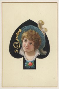 Lány portréja játékkártyán (színes litográfia) alkotó: European School