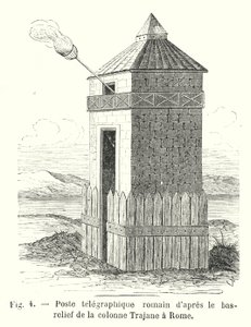 Római távíróposta a római Traianus-oszlop domborművéről (metszet) alkotó: European School