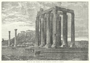Olimpiai Jupiter templomának romjai Athénban (metszet) alkotó: European School