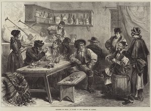 Vázlatok Spanyolországban, egy taverna Madrid külvárosában (metszet) alkotó: European School