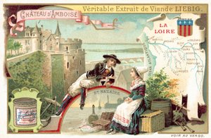 A Loire és kilátás a Chateau of Amboise-ra (chromolitho) alkotó: European School