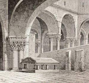 Godfrey de Bouillon sírja a jeruzsálemi Szent Sír templomban, 1880 körül