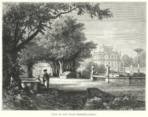 A Villa Pamphili-Doria látképe (metszet) alkotó: European School