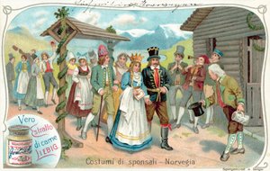 Esküvői körmenet Norvégiában (chromolitho) alkotó: European School