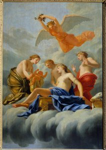 Szerelem Vénusz születése Ámort szül. Festmény Eustache Le Sueur (1617-1655) műhelyéből 17. század V. 1,82x1,25 m .