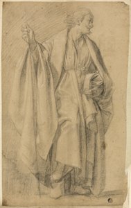Álló, terített férfi figura, fogókar alkotó: Eustache Le Sueur