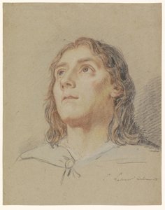 Egy mutatós, hosszú hajú fiatal feje alkotó: Eustache Lesueur