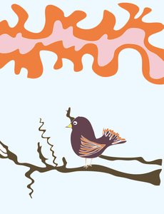 Bird On Branch, 2015 (kézzel rajzolva egy iPad-en egy Apple ceruzával) alkotó: Evan Sklar