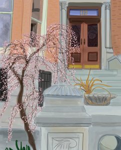 Virágzó cseresznyefa, Brooklyn, 2017 (kézzel rajzolva egy iPad-en, Apple ceruzával) alkotó: Evan Sklar