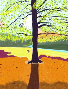 Kutya, kora reggel, ősz, Prospekt Park (digitális művészet) alkotó: Evan Sklar