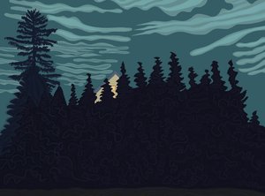 Ház és sövény (digitális művészet) alkotó: Evan Sklar