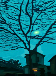 House in Queens at Night (digitális művészet) alkotó: Evan Sklar