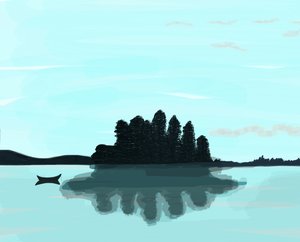 Lake In Maine, 2015 (kézzel rajzolt egy iPad-en egy Apple ceruzával) alkotó: Evan Sklar