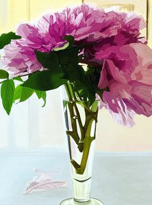 Magenta bazsarózsa vázában (digitális művészet) alkotó: Evan Sklar