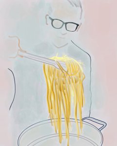 Man Pulling Pasta From A Pot, Brooklyn (digitális művészet) alkotó: Evan Sklar