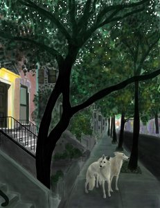 Minnie és Penny a járdán, Brooklyn (digitális művészet) alkotó: Evan Sklar