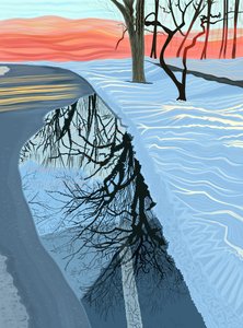 Pocsolya és hó a parkban, Brooklyn (digitális művészet) alkotó: Evan Sklar