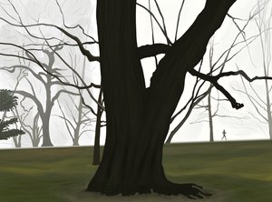 Fa és kocogó. Kora reggel. Prospect park (digitális művészet) alkotó: Evan Sklar