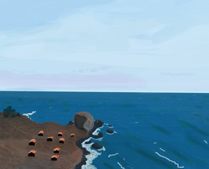 View From Pacific Coast Highway, 2016 (kézzel rajzolt egy iPad-en egy Apple ceruzával) alkotó: Evan Sklar