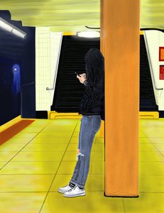Waiting For the F Train, Brooklyn (digitális művészet) alkotó: Evan Sklar