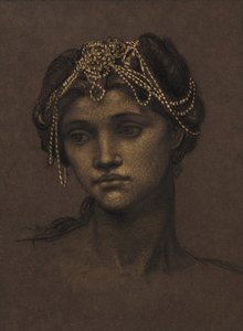Tanulmány Médeiához, 1889 körül (fekete kréta, aranyfestékkel kiemelve) alkotó: Evelyn De Morgan