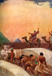 „Kőtömbök vontatása a piramisokhoz”, 1915. alkotó: Evelyn Paul