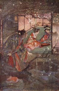 Kato Sayemon a Shogun Ashikaga palotájában, illusztrációja F. Hadland Davis „Japán mítoszai és legendái” című művéből alkotó: Evelyn Paul