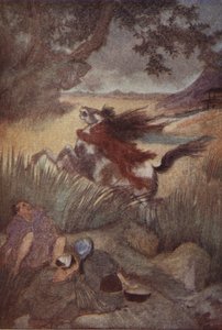 A Kappa és áldozata, illusztráció F. Hadland Davis „Japán mítoszai és legendái” című művéből alkotó: Evelyn Paul