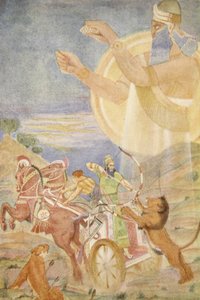 Tiglath-Pileser I. rendezte: Ninib, illusztráció a Babilónia és Asszíria mítoszai és legendái című filmből, Lewis Spence alkotó: Evelyn Paul